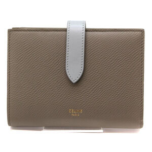 Celine Multi Function Bi Fold Wallet Leather Gray Blue